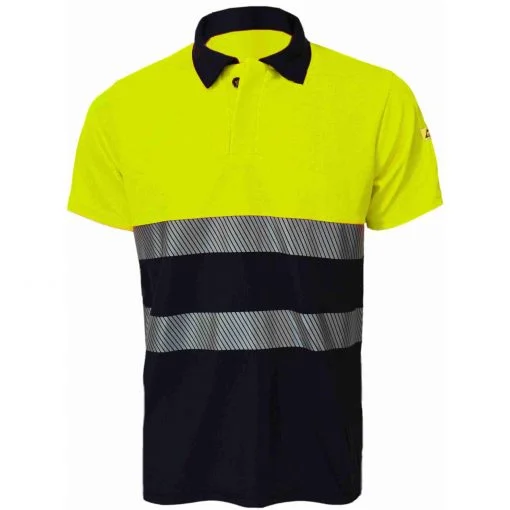 Two-tone short-sleeved polo shirt Multinorm FR AS HV